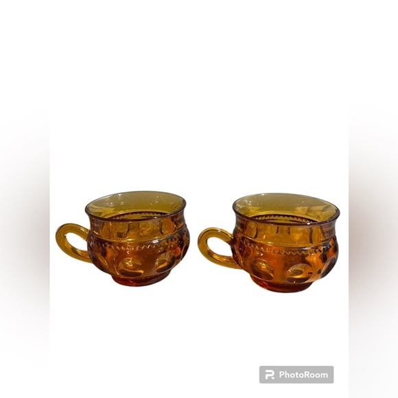 Vintage Indiana Kings Crown Thumbprint Glass Cups x2 - Picture 1 of 4